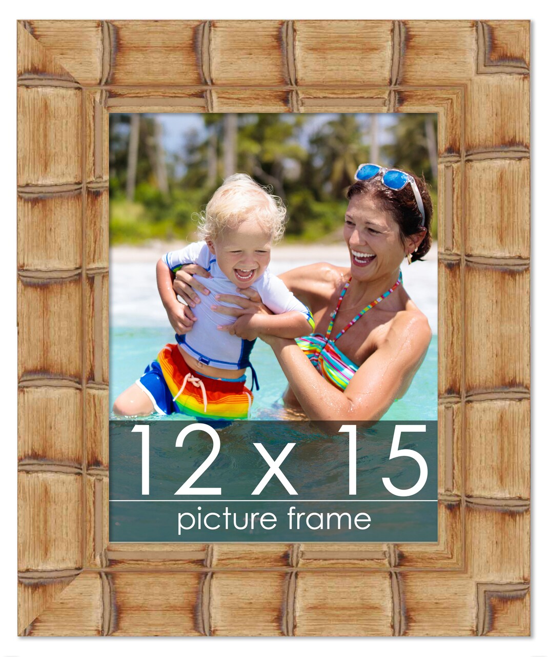 12x15 Wide Bamboo Picture Frame with UV-Resistant Acrylic & Acid Free Backing, Available in 4 Finishes - Brown, Black, Silver, and Natural